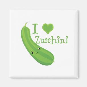 Aimant J'aime la courgette de sourire de Kawaii de