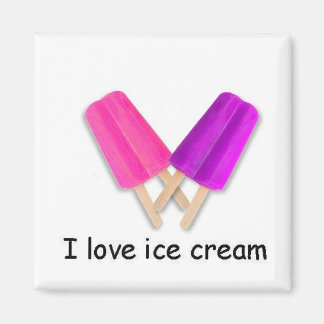 Aimant J'aime la crème glacée rose et violet Twin Pops Ma