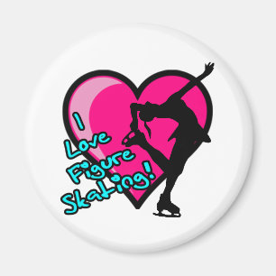 Aimant j'aime la fille de patinage artistique, bleue