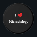 Aimant J'aime la microbiologie<br><div class="desc">Un design cardiaque "I Love" pour les professeurs de sciences du secondaire,  les professeurs de collège,  les biologistes,  les étudiants et tous ceux qui aiment les sciences biologiques.</div>