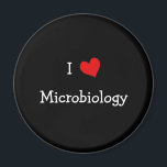 Aimant J'aime la microbiologie<br><div class="desc">Un design cardiaque "I Love" pour les professeurs de sciences du secondaire,  les professeurs de collège,  les biologistes,  les étudiants et tous ceux qui aiment les sciences biologiques.</div>