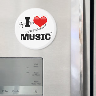Aimant J'aime la musique, design populaire