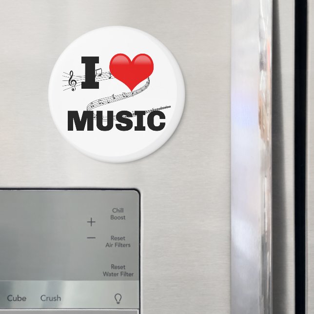 Aimant J'aime la musique, design populaire (In situ (réfrigérateur))