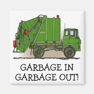 Aimant J'aime l'aimant de vert de camion à ordures de
