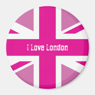 Aimant J'aime l'aimant rose de Londres Union Jack
