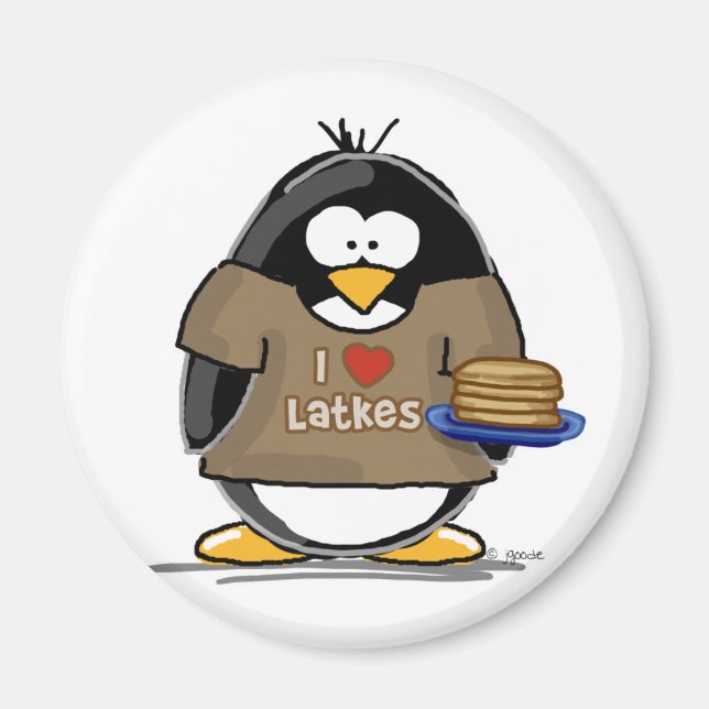 Aimant J'aime Latkes Penguin (Devant)