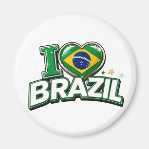 Aimant J'aime le Brésil Fan de foot patriotique brésilien