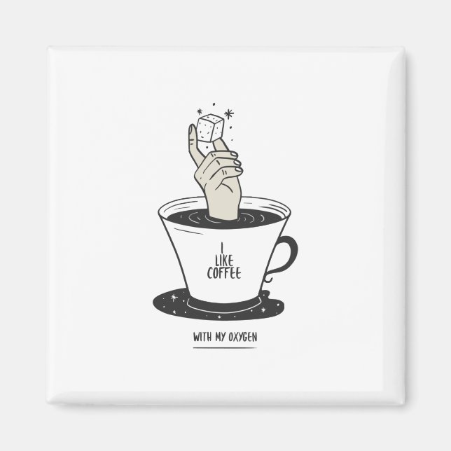 Aimant J'Aime Le Café Avec Mon Oxygène (Devant)