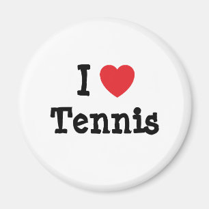 Aimant J'aime le coeur de tennis personnalisé