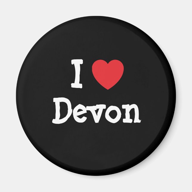 Aimant J'aime le coeur Devon personnalisé (Devant)