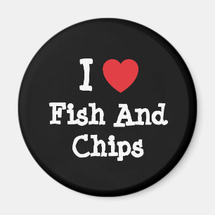 Aimant J'aime le coeur Poisson et chips T-shirt