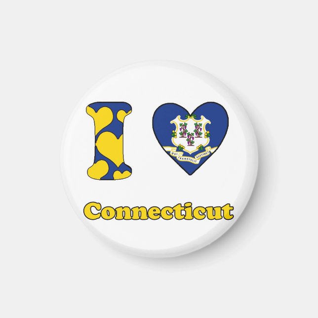 Aimant J'aime le Connecticut (Devant)
