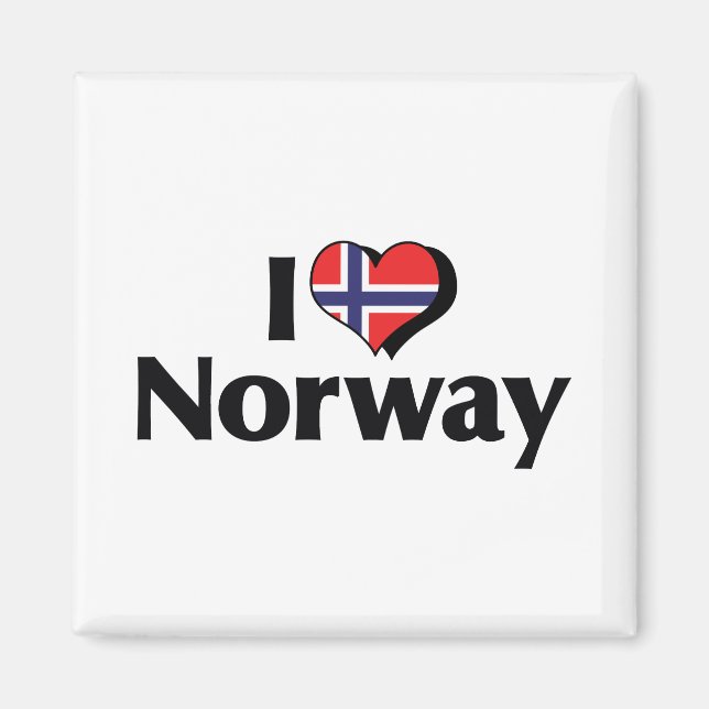 Aimant J'aime le drapeau de Norvège (Devant)