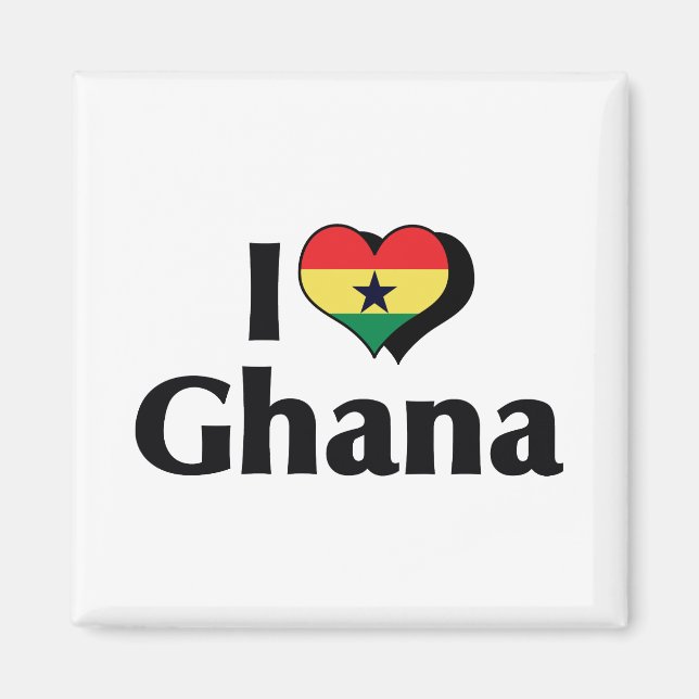 Aimant J'aime le drapeau du Ghana (Devant)