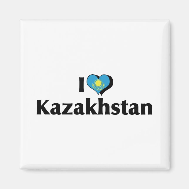 Aimant J'aime le drapeau du Kazakhstan (Devant)