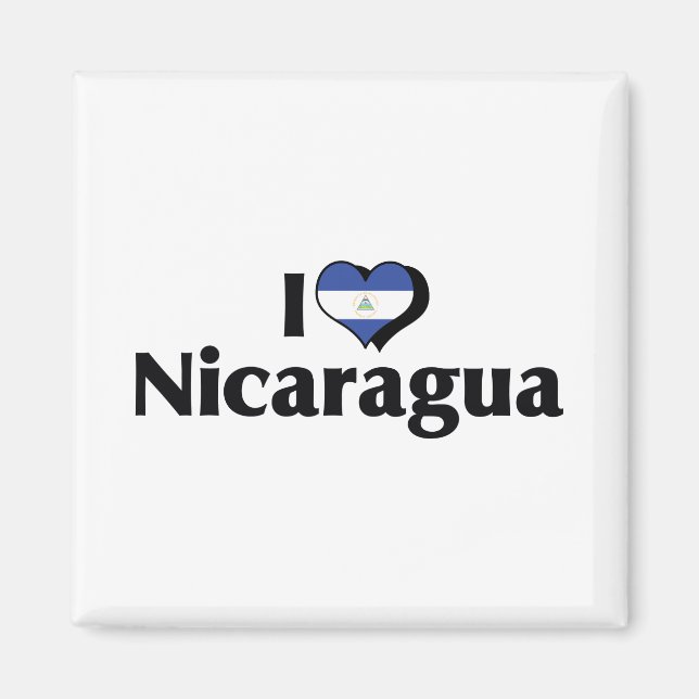 Aimant J'aime le drapeau du Nicaragua (Devant)