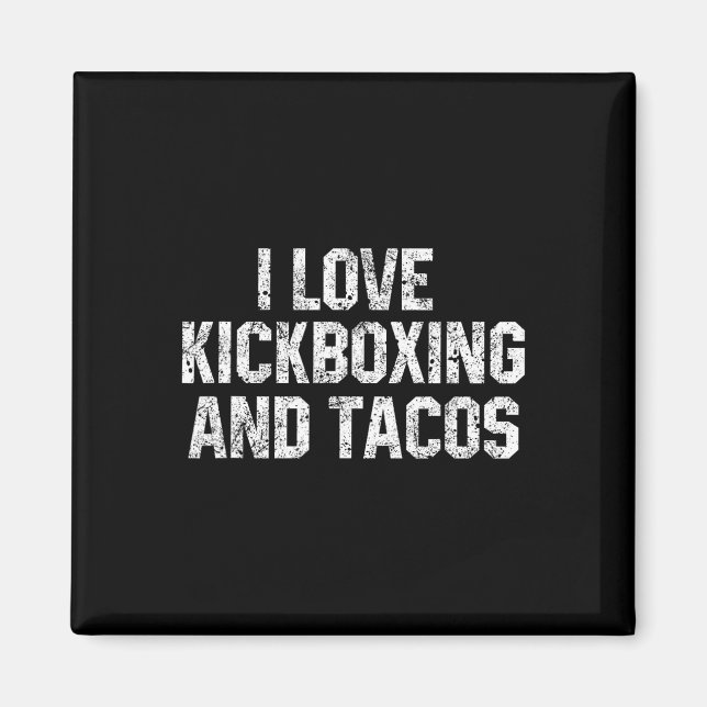 Aimant J'aime le kickboxing et les tacos drôle kickbox ar (Devant)