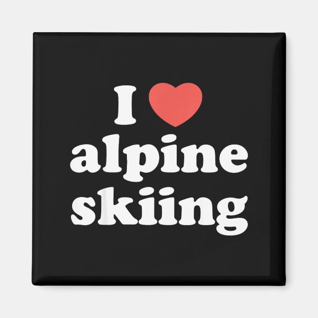 Aimant J'aime le ski alpin de cœur  (Devant)