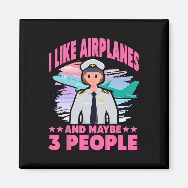 Aimant J'Aime Les Avions Et Peut-Être 3 Personnes (Devant)