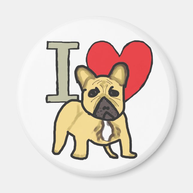 Aimant J'Aime Les Bulldogs Français (Devant)