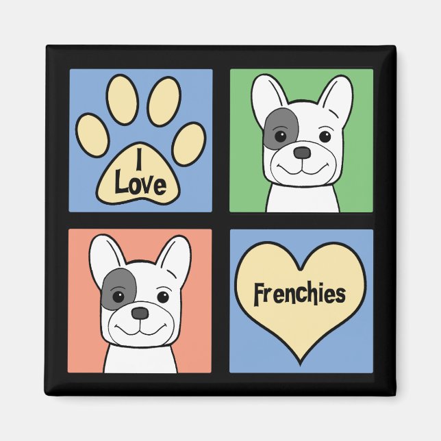 Aimant J'Aime Les Bulldogs Français (Devant)