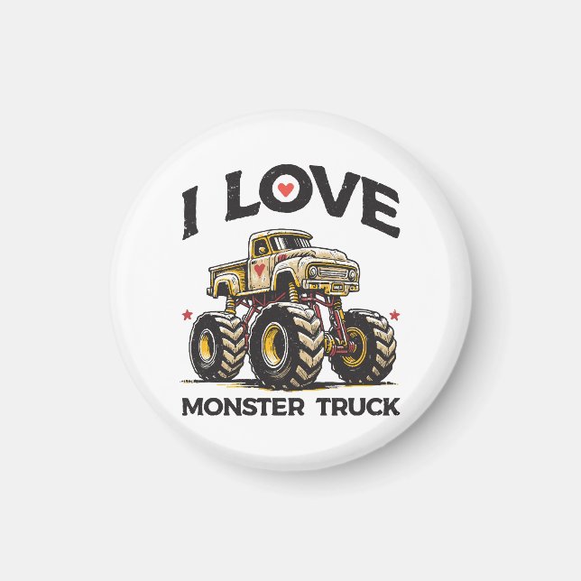 Aimant J'aime les camions monstres (Devant)
