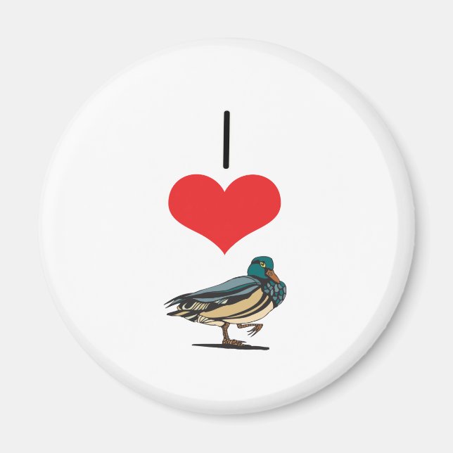 Aimant J'aime les canards du coeur (Devant)