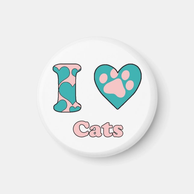 Aimant J'aime les chats (Devant)