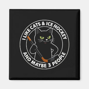 Aimant J'aime les chats, le hockey sur glace et peut-être