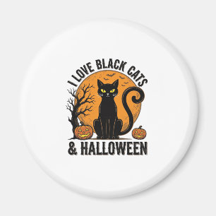 Aimant J'aime les chats noirs Halloween Vintage Shirt Des
