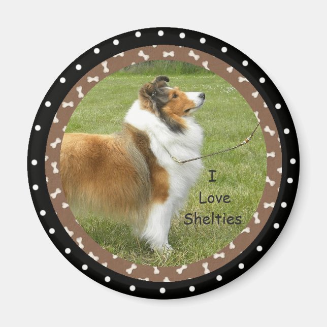 Aimant J'aime les chiens Sheltie (Devant)