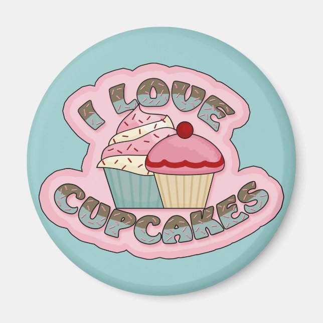 Aimant J'Aime Les Cupcakes (Devant)