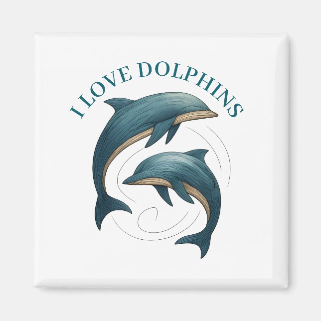 Aimant - J'aime les dauphins (Devant)