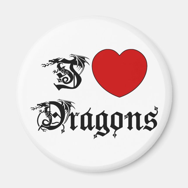 Aimant J'aime les dragons (Devant)