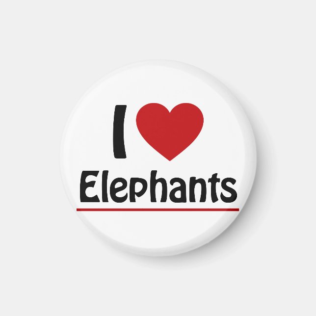 Aimant J'aime les éléphants (Devant)