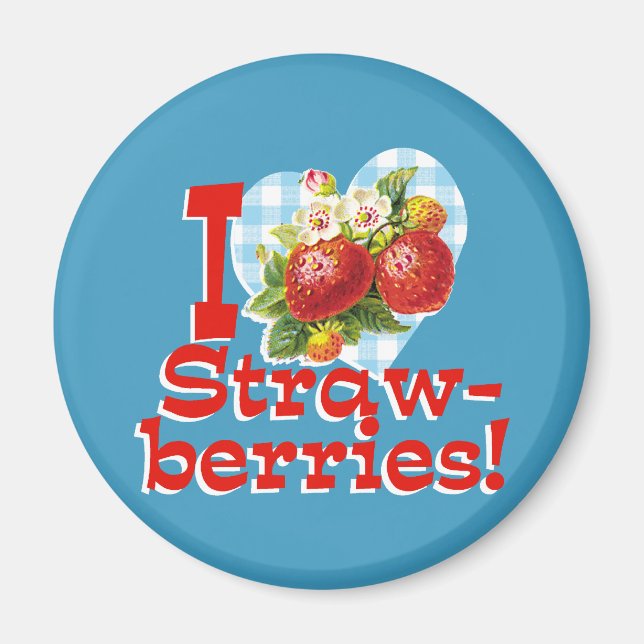 Aimant J'aime les fraises (Devant)