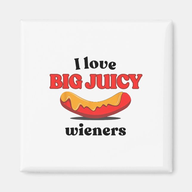Aimant J'aime les grands viennoiseries juteuses Funny Hot (Devant)