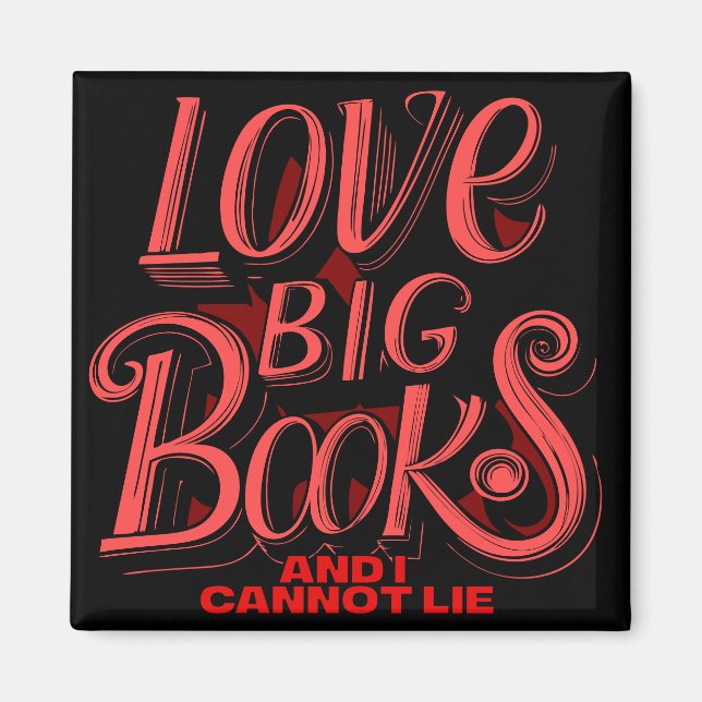 Aimant J'aime les gros livres Calligraphie (Devant)