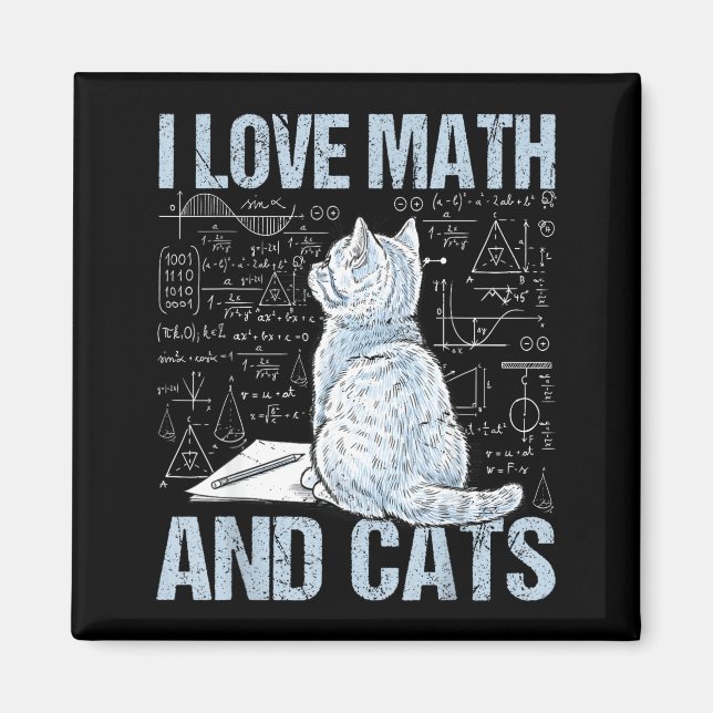 Aimant J'aime les maths et les chats Prof de science Étud (Devant)