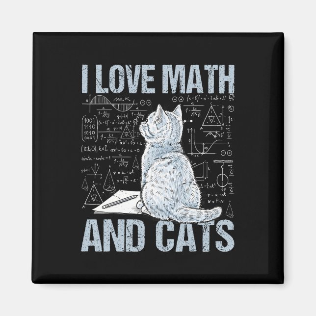 Aimant J'aime les maths et les chats Prof de science Étud (Devant)