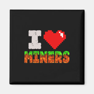 Aimant J'aime les mineurs drôle coeur vidéo gamer mème pi