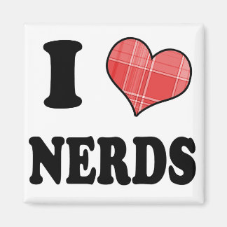 Aimant J'aime les Nerds (Cœur à carreaux)