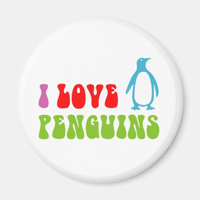 Aimant J'aime les pingouins (Devant)