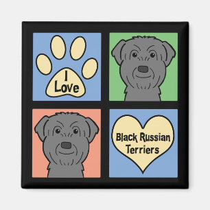 Aimant J'aime les terriers russes noirs