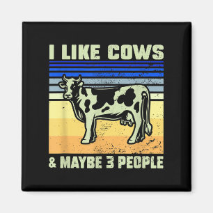 Aimant J'Aime Les Vaches & Peut-Être 3 Personnes Amus