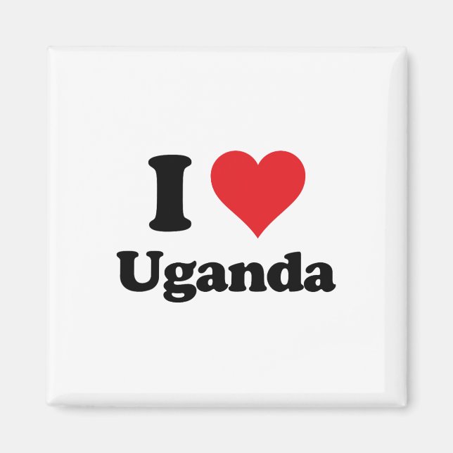 Aimant J'aime l'Ouganda Pays d'amour Souvenir Thème (Devant)