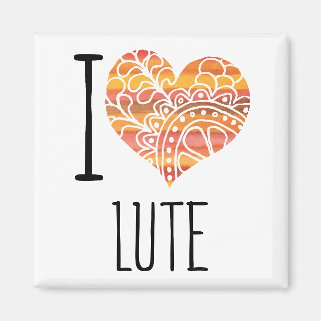 Aimant J'Aime Lute Orange Mandala Heart (Devant)