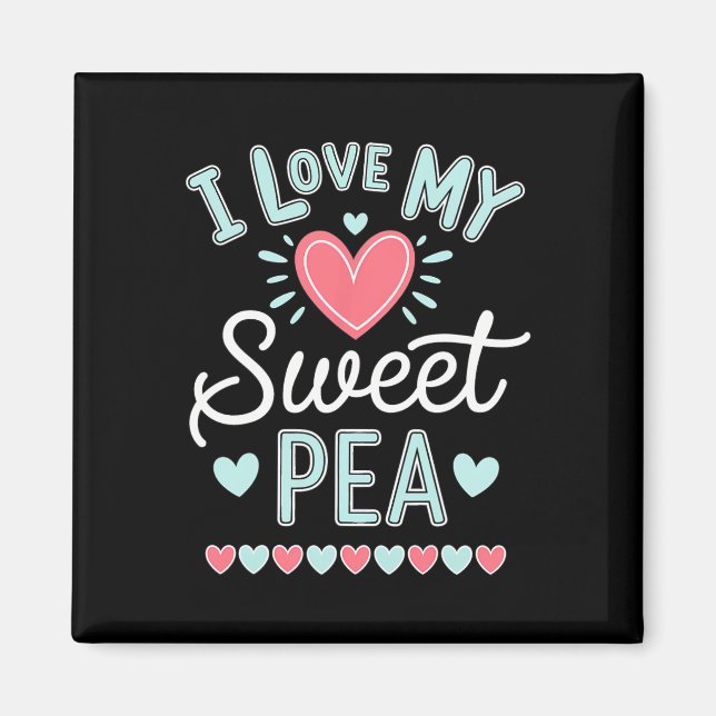 Aimant J'aime ma douce pois mignonne Fête des mères (Devant)