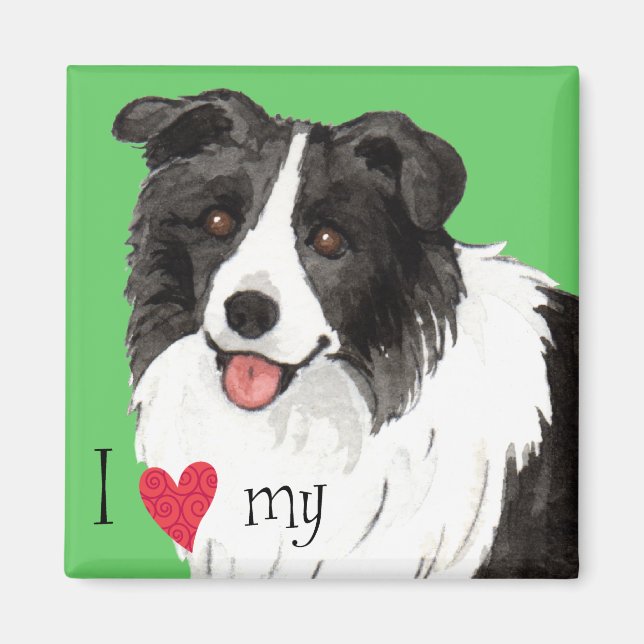 Aimant J'aime ma frontière Collie (Devant)