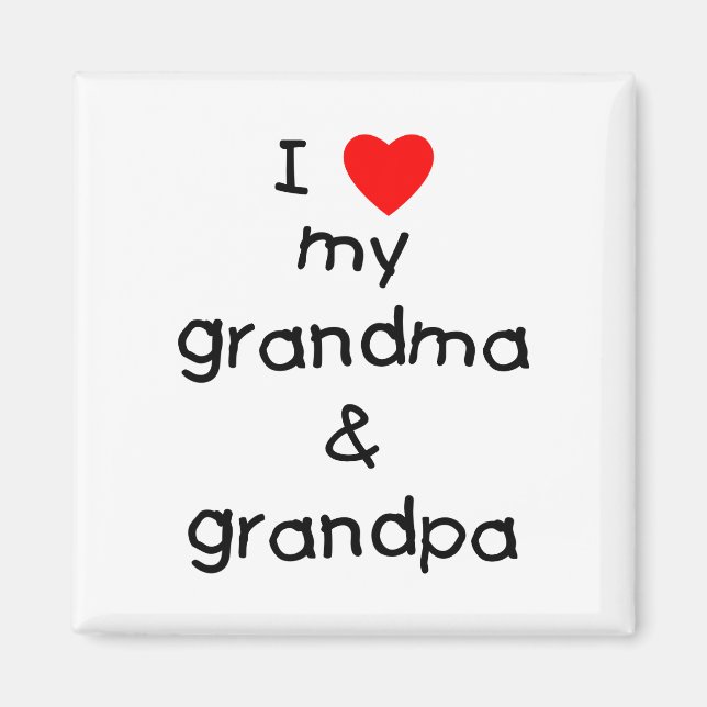Aimant J'aime ma grand-mère et mon grand-père (Devant)